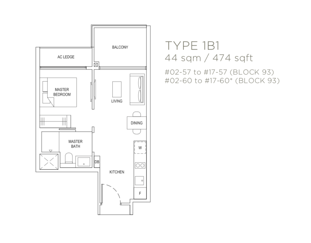 1-bedroom-classic-the Florence Residence Floor Plan