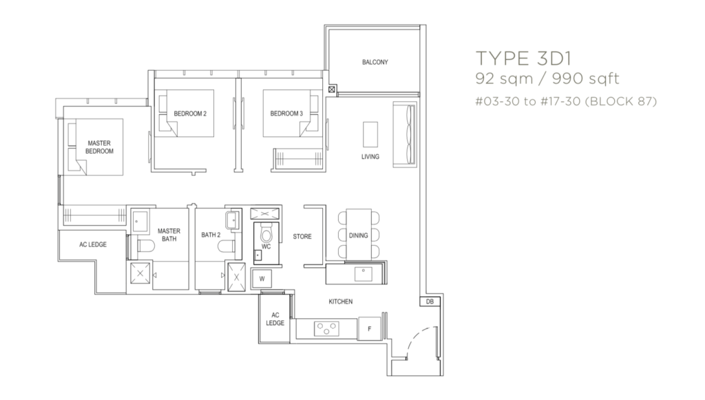 3-bedroom-deluxe-The Florence Residence Floor Plan