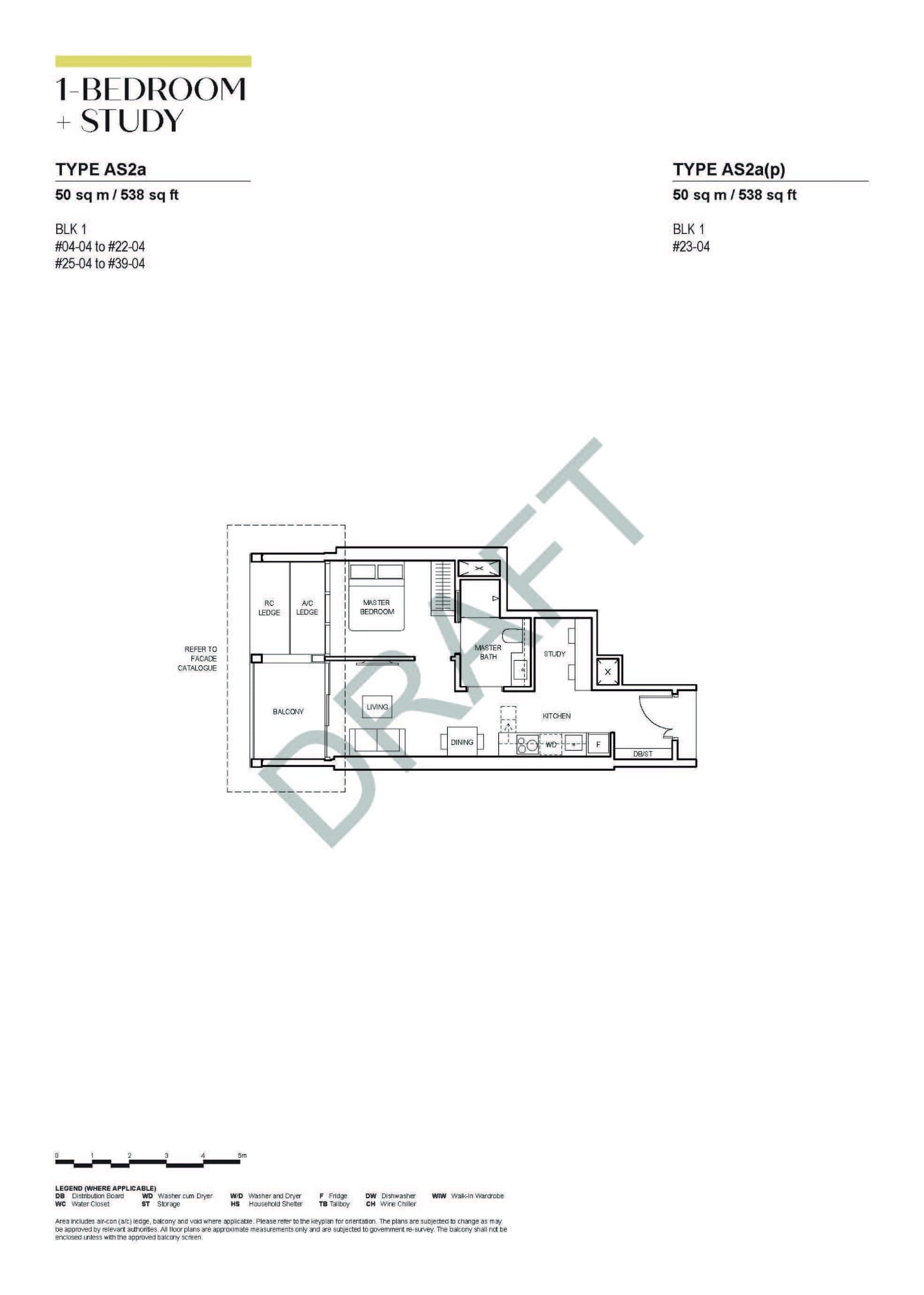 Canning Hill Piers 1 BR + Study Floor Plan